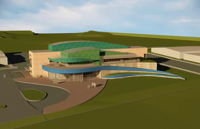 Early facade design for natural history museum in Waynesboro reflects mountain colors